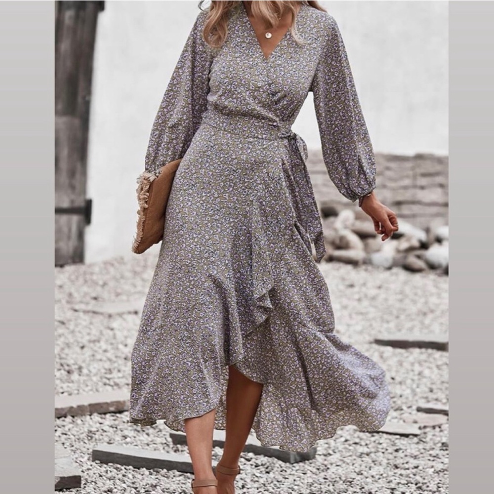 PrettyGarden Long Sleeve Boho Floral Dress